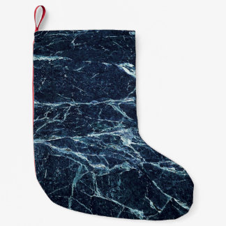 Blue modern marble pattern small christmas stocking