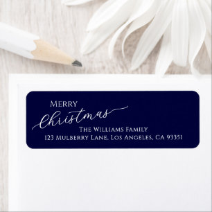 Blue Modern Merry Christmas Return Address