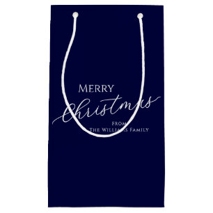 Blue Modern Minimalist Merry Christmas Small Gift Bag