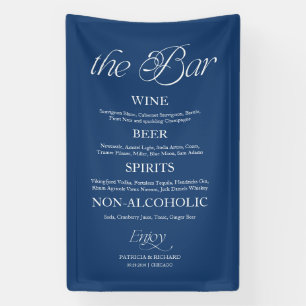 Blue Modern Minimalist "The Bar" Wedding Menu Sign