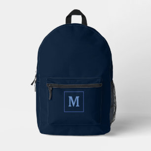 Blue Modern Monogram Name Custom  Printed Backpack