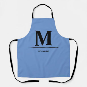 Blue modern monogram name personalised apron