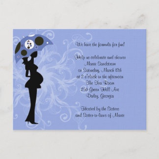 Blue Modern Mum with Umbrella Invitation Postcard