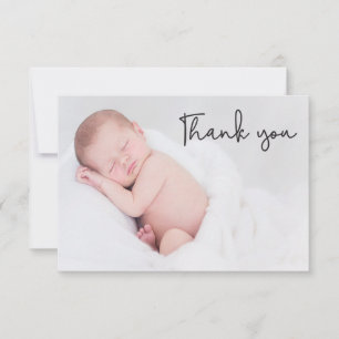 Blue Modern Photo Baby Boy Shower Thank you Card