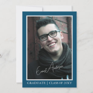 Blue Modern Photo Graduate Graduation Announcement