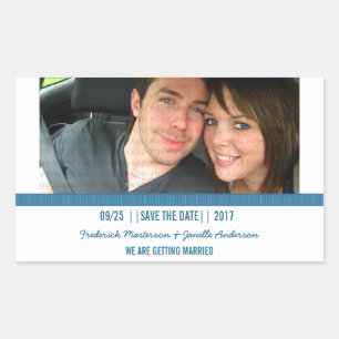 Blue Modern Photo Save the Date Stickers