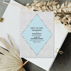 Blue Modern Polka Dots Save the Date Invite