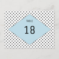 Blue Modern Polka Dots Table Number Postcard
