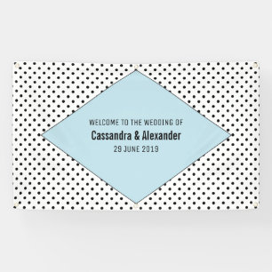 Blue Modern Polka Dots Wedding Banner