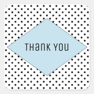 Blue Modern Polka Dots Wedding Thank You Square Sticker