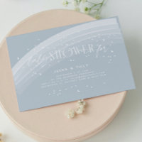 Blue Modern Rainbow and stars White Baby Shower