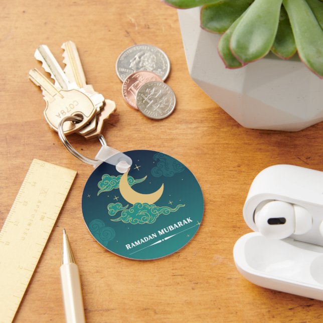 Blue Modern Ramadan Mubarak Keychain (Desk)