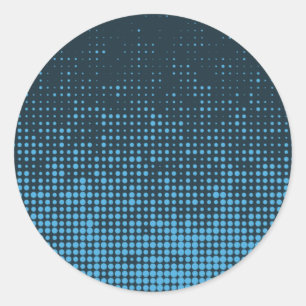 Blue, modern, retro, cool, trendy dot pattern classic round sticker