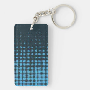 Blue, modern, retro, cool, trendy dot pattern key ring