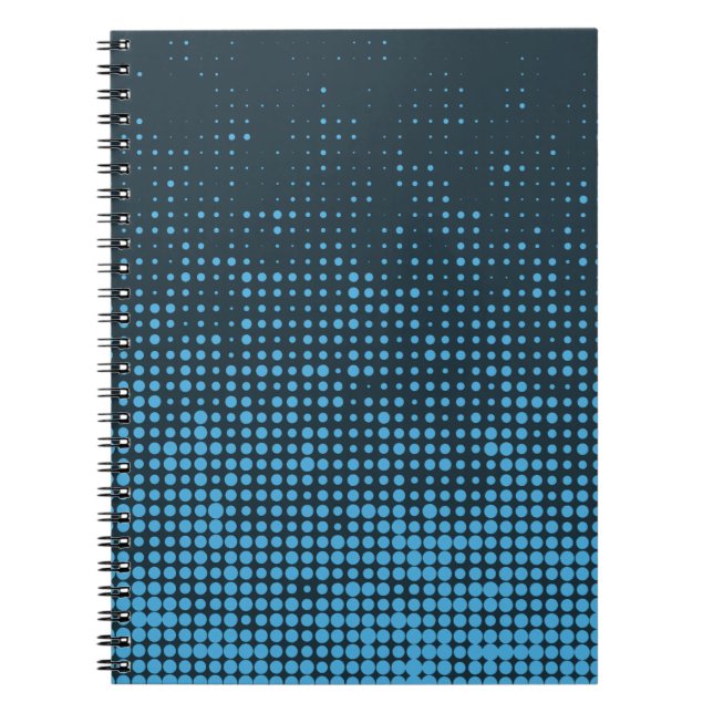 Blue, modern, retro, cool, trendy dot pattern notebook (Front)