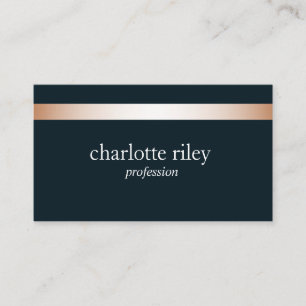 Blue   Modern Rose Gold Striped Stylish Business Card