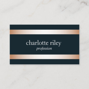 Blue   Modern Rose Gold Stripes Stylish Business Card