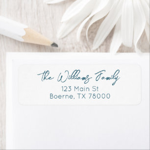 Blue Modern Script Address