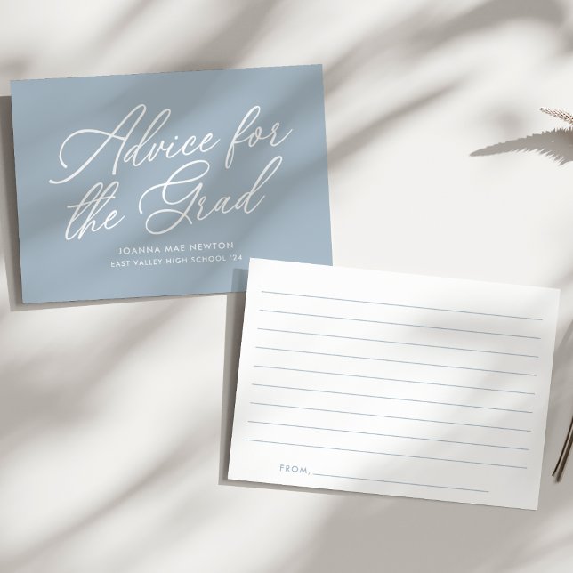 Blue Modern Script Graduation Advice Card (Creator Uploaded)