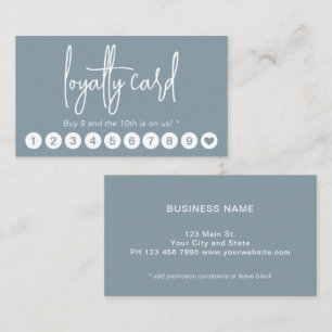 Blue Modern Script Professional Loyalty Card