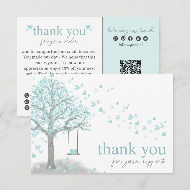 Blue Modern Script, Thank You Candle Business Enclosure Card (Front/Back)