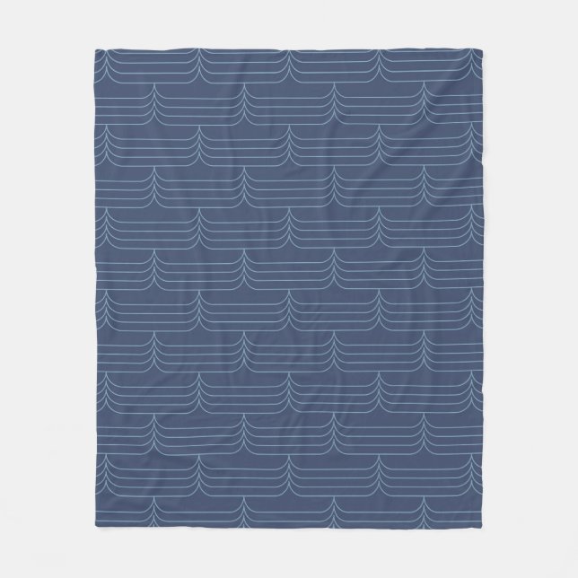 Blue, modern, simple cool illustration fleece blanket (Front)