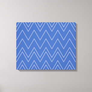 Blue, modern, simple, cool, trendy zigzag pattern canvas print