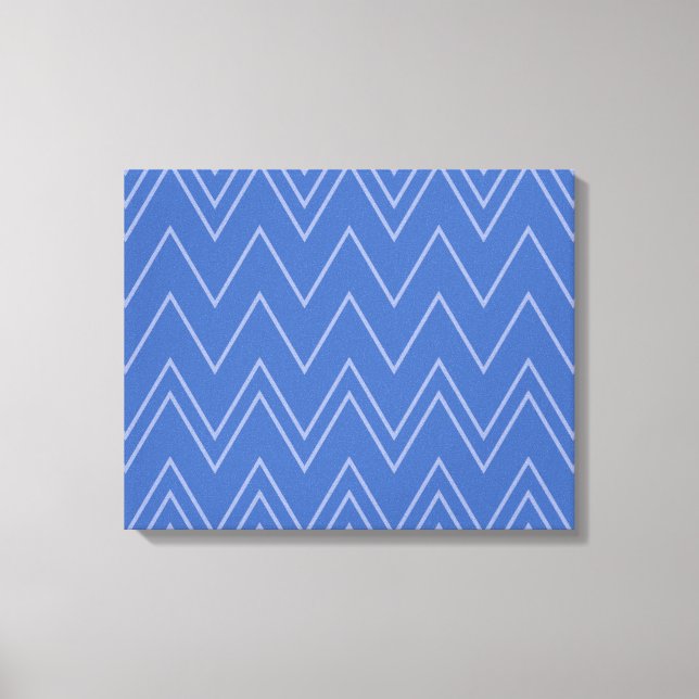 Blue, modern, simple, cool, trendy zigzag pattern canvas print (Front)