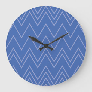 Blue, modern, simple, cool, trendy zigzag pattern large clock