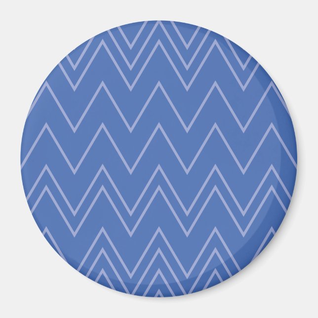 Blue, modern, simple, cool, trendy zigzag pattern magnet (Front)