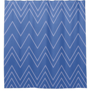 Blue, modern, simple, cool, trendy zigzag pattern shower curtain