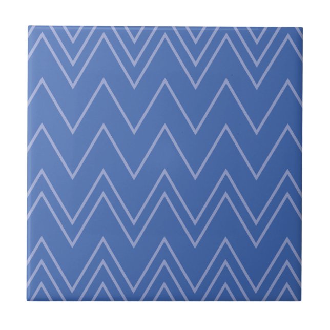 Blue, modern, simple, cool, trendy zigzag pattern tile (Front)