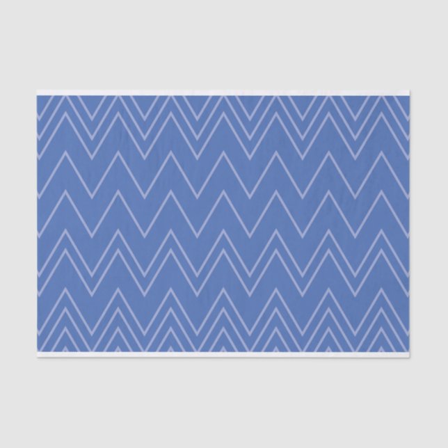 Blue, modern, simple, cool, trendy zigzag pattern tissue paper (Front)