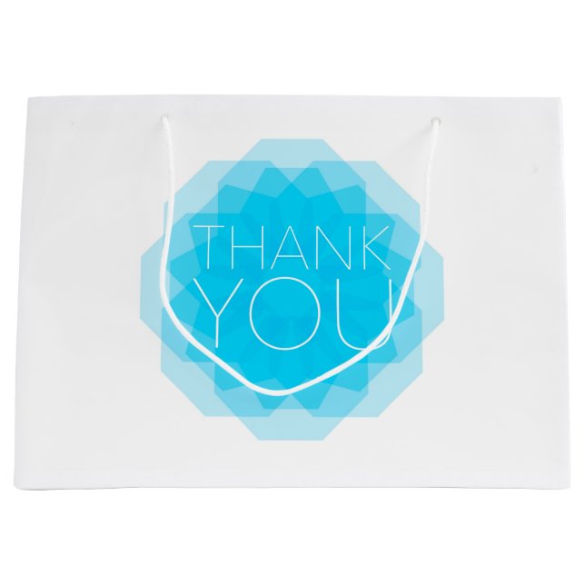 Blue, modern, simple, elegant design of Thank You Large Gift Bag (Front)