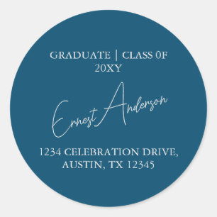 Blue Modern Simple Graduation Return Address Seal