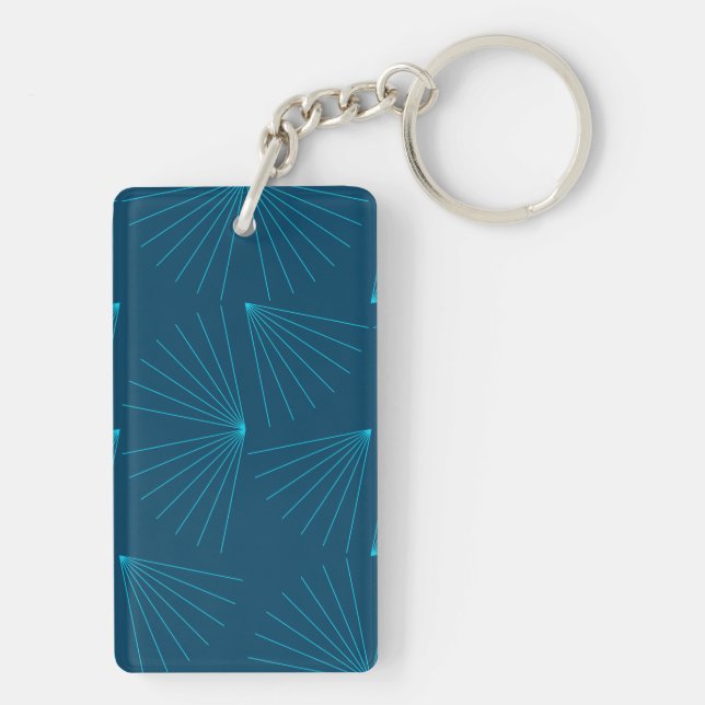 Blue, modern, simple light celebration concept key ring (Back)