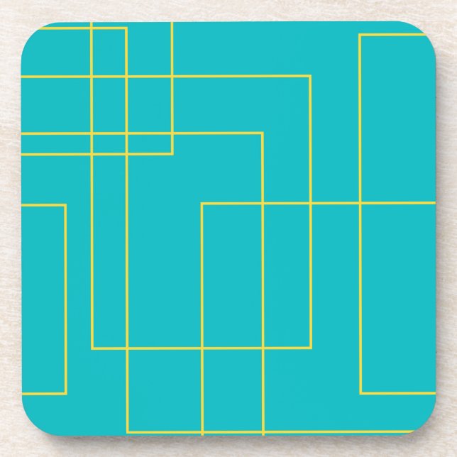 Blue modern, simple, minimal urban graphic art coaster (Front)