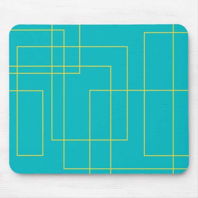 Blue modern, simple, minimal urban graphic art mouse pad (Front)