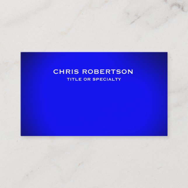 Blue Modern Simple Plain Business Card (Front)
