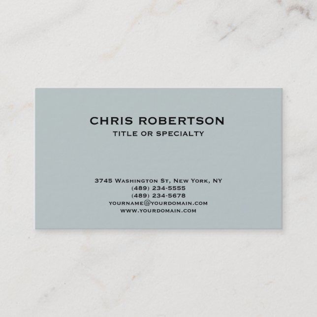 Blue Modern Simple Plain Business Card (Front)