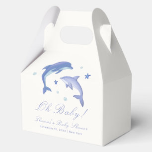 Blue Modern Summer Dolphin Stars Baby Shower  Favour Box