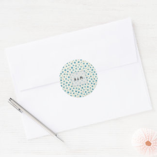 Blue Modern tiny flowers  Classic Round Sticker