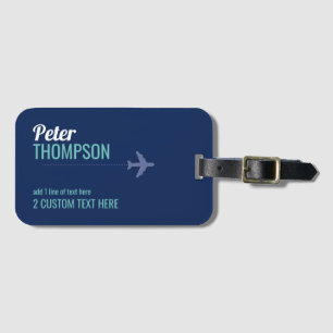Blue Modern traveller Name identifier Luggage Tag