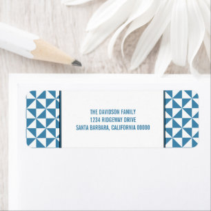 Blue Modern Triangles Holiday Address Labels