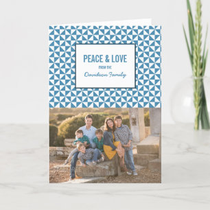 Blue Modern Triangles Holiday Photo Card