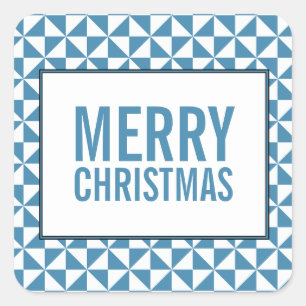 Blue Modern Triangles Holiday Stickers