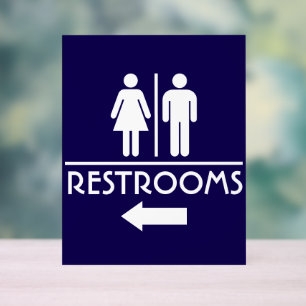 Blue Modern Unisex Restroom Sign for Business Door