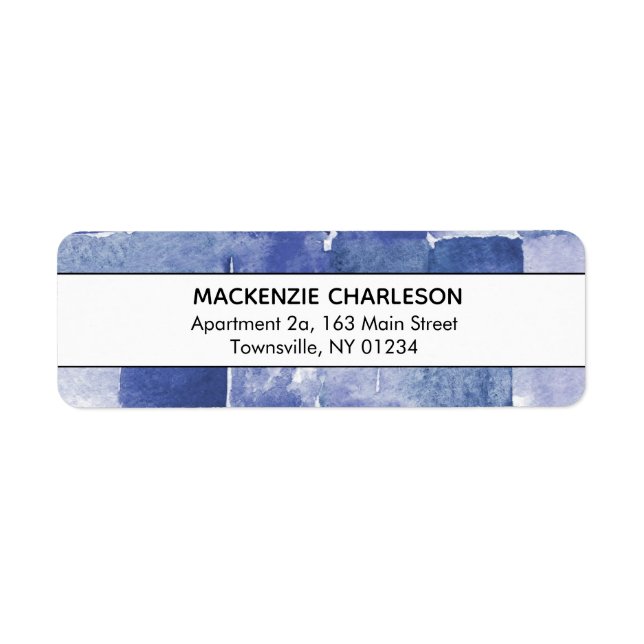 Blue Modern Watercolor Abstract Geometric Address (Front)