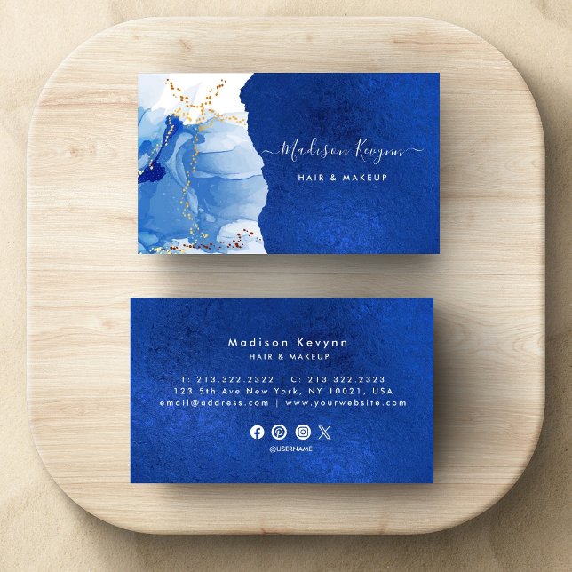 Blue Modern Watercolor  Business Card (Creator Uploaded)