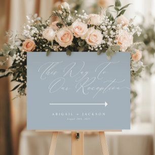 Blue Modern Wedding Direction Reception This Way Poster